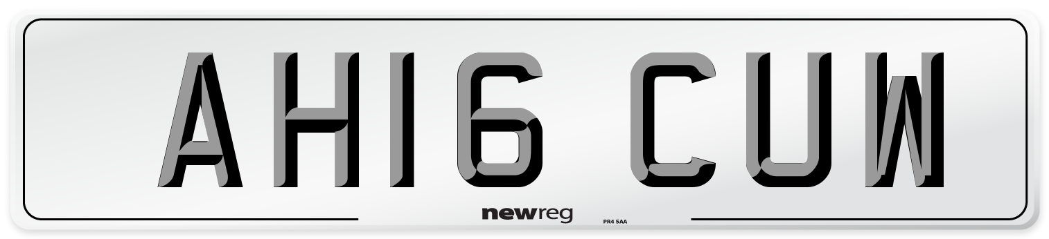AH16 CUW Number Plate from New Reg